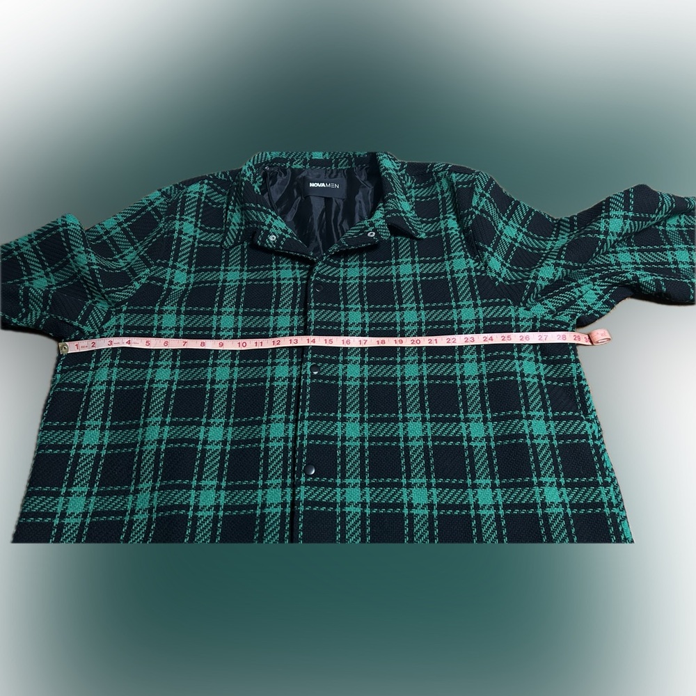 NWT Green Plaid Fitch Tweed Blazer Shacket from Fashion Nova men’s size 3XL - Picture 4 of 11